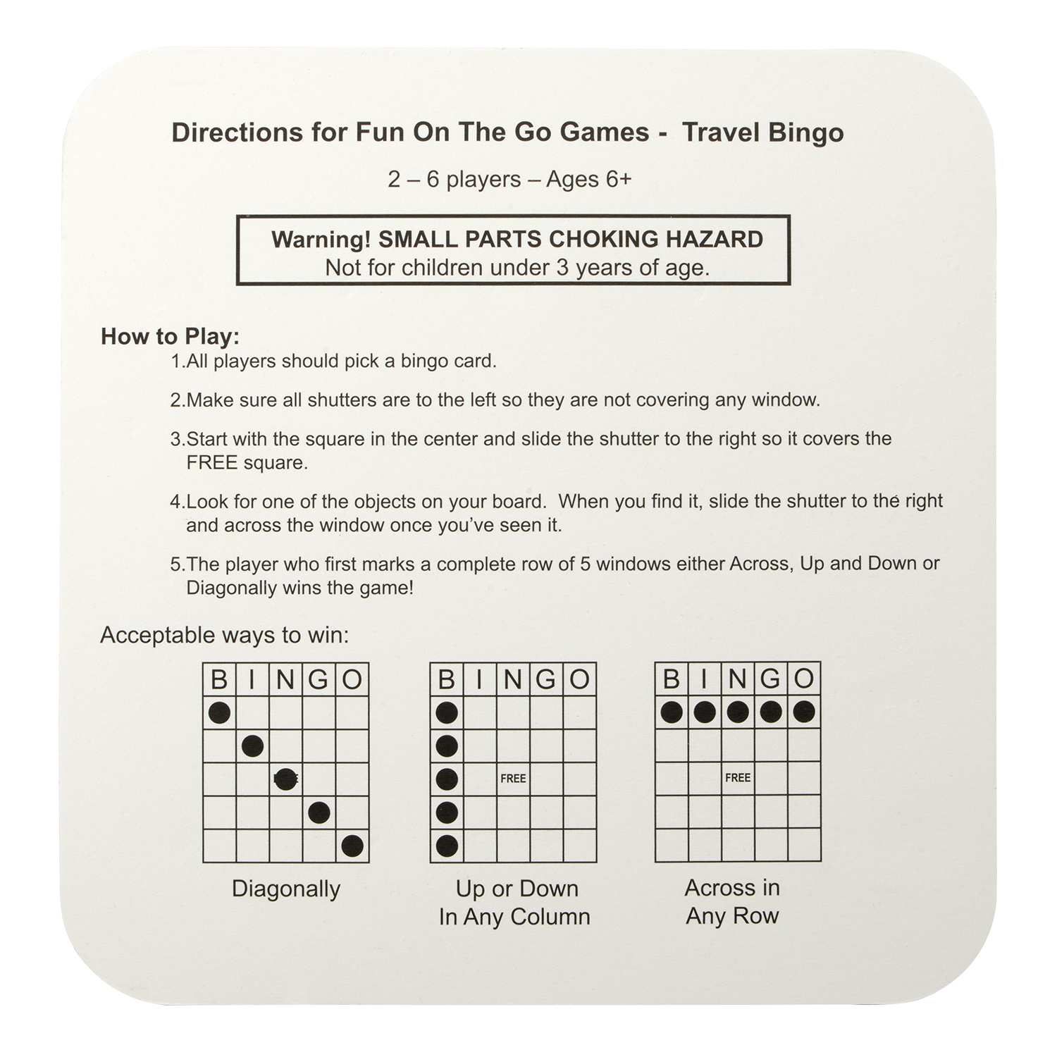Fun On The Go Games Travel Bingo