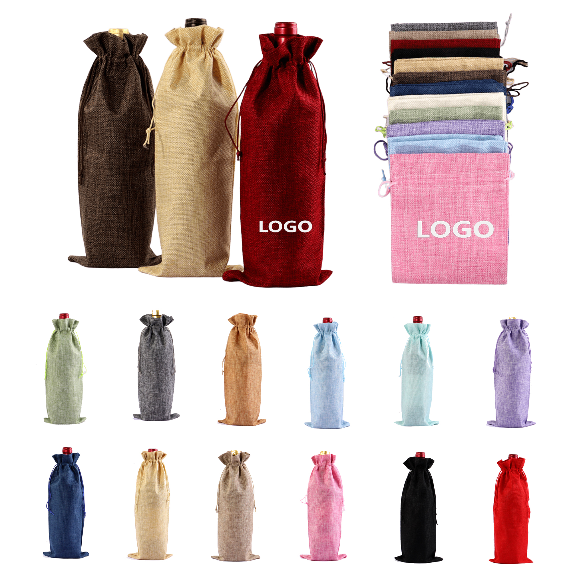 Burlap Wine Bottle Bags With Drawstring Party Favor 1