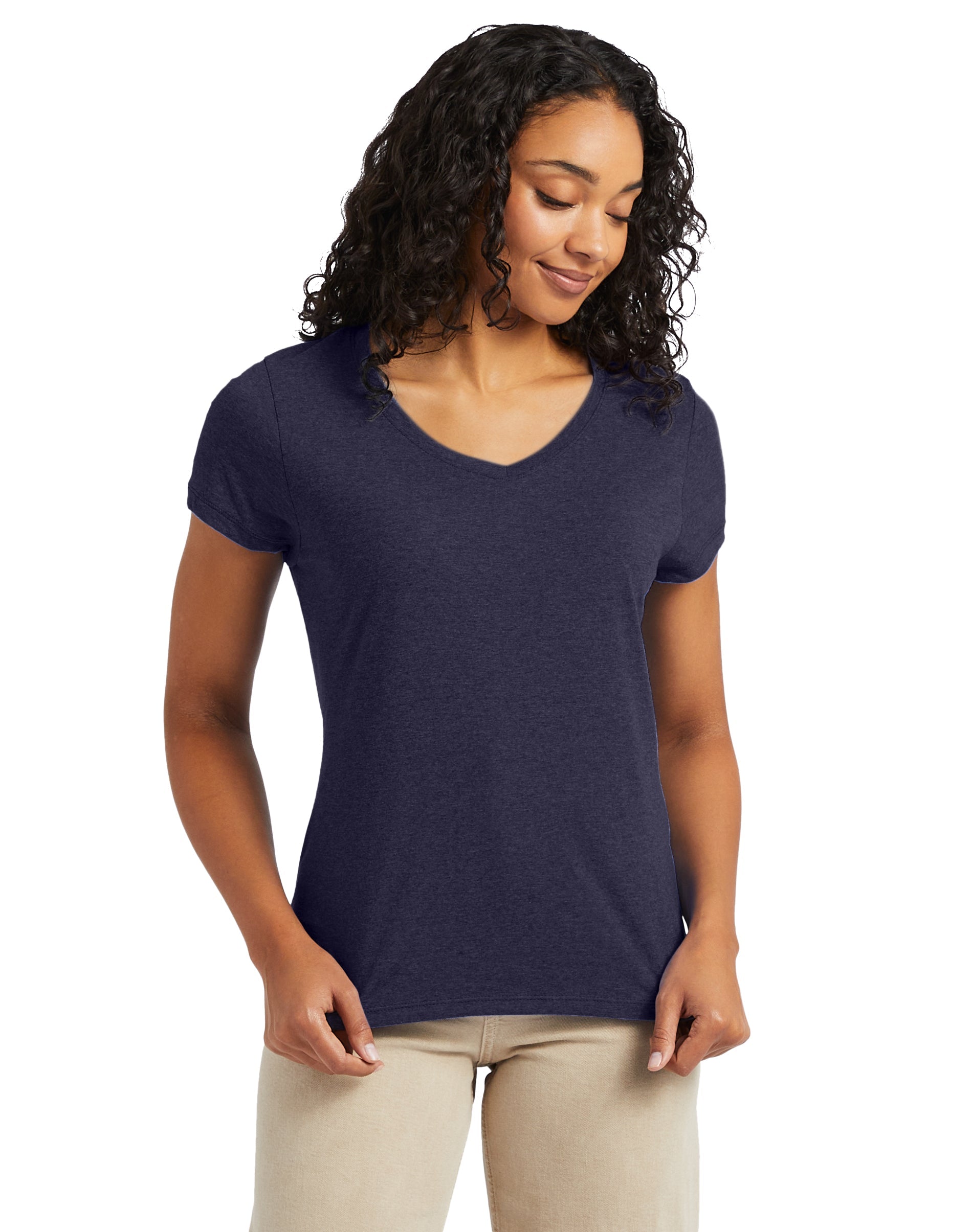 Hanes Perfect-T Women's Short Sleeve V-neck Triblend T-shirt 5