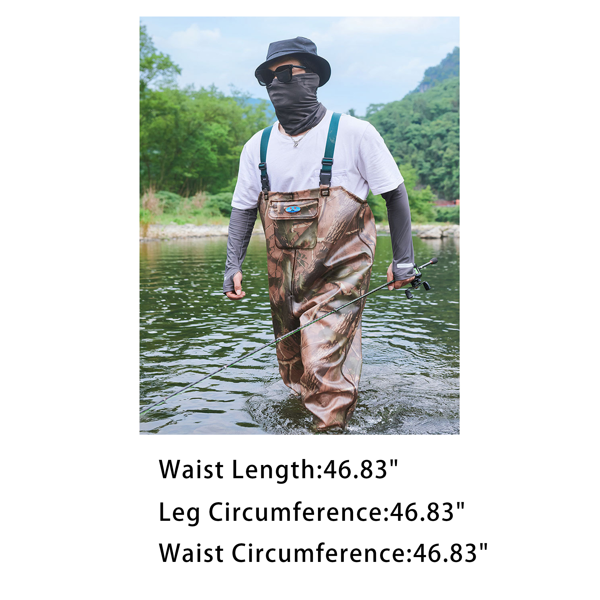 Half-body one-piece waders for fishing and catching 2
