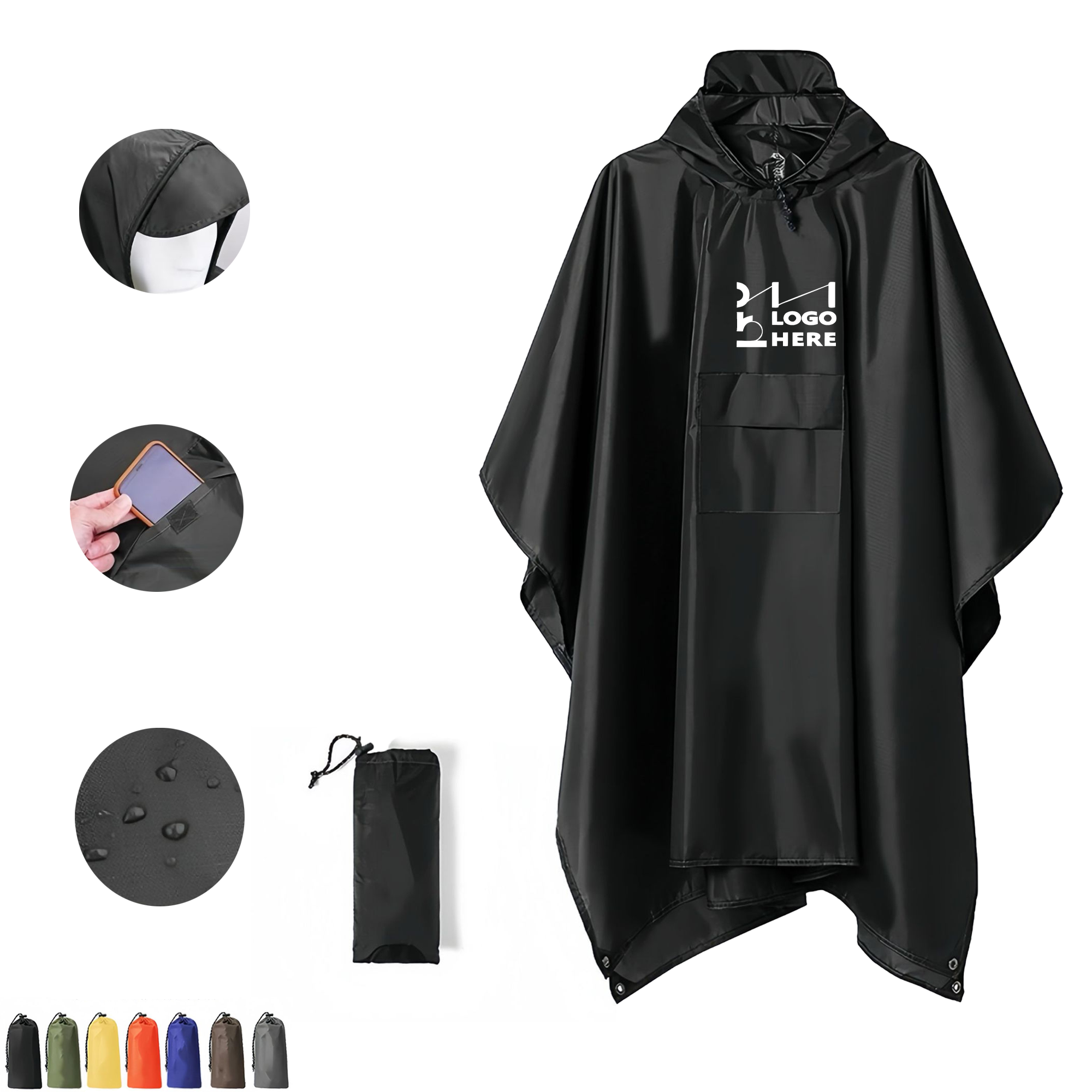 3 in 1 Hooded Rain Poncho with Pocket 2