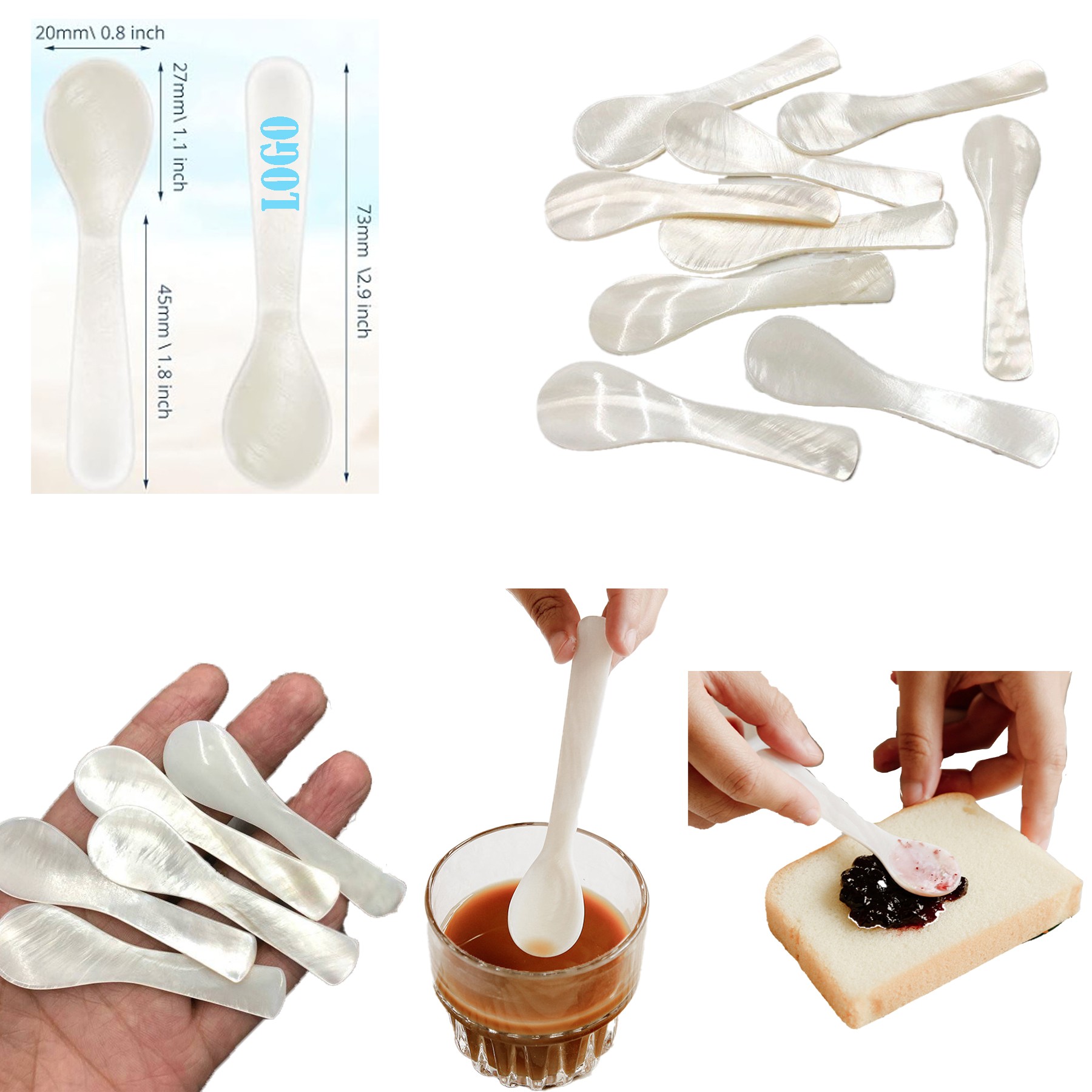 3 Inch Natural Pearl Caviar Shell Spoon
