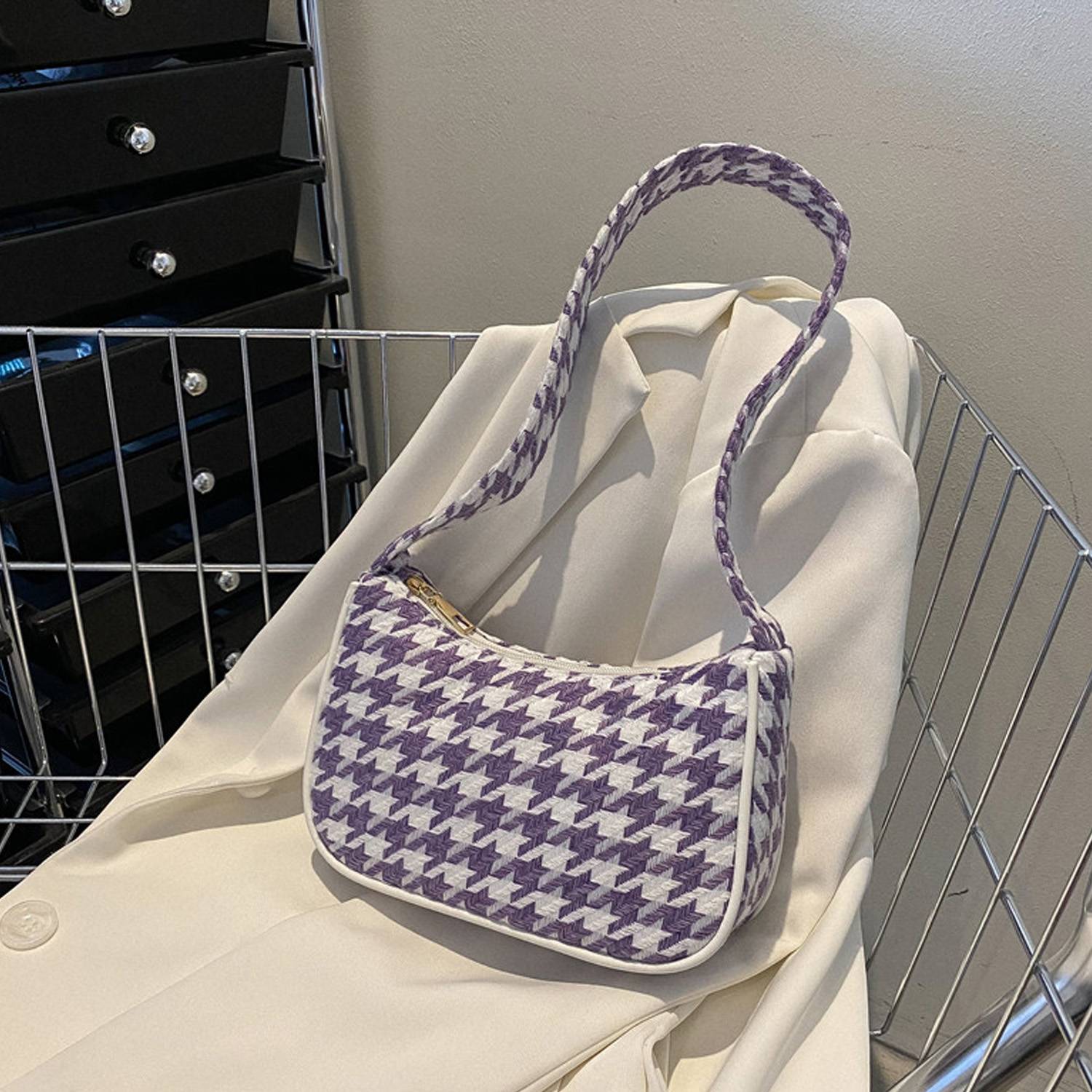 Canvas Back-and-white Checkerboard Tote bag, custom tote bag with logo imprint 2