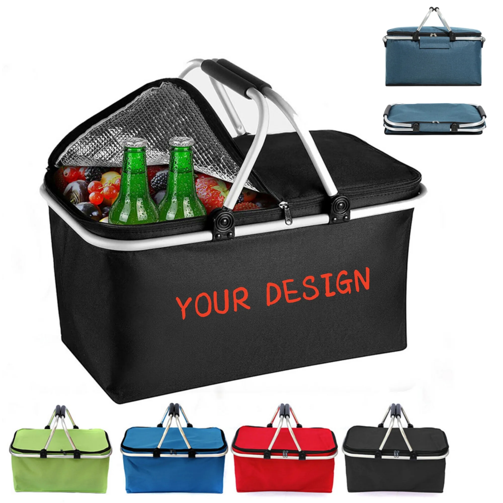 Collapsible Insulated Picnic Basket Camping Grocery 2