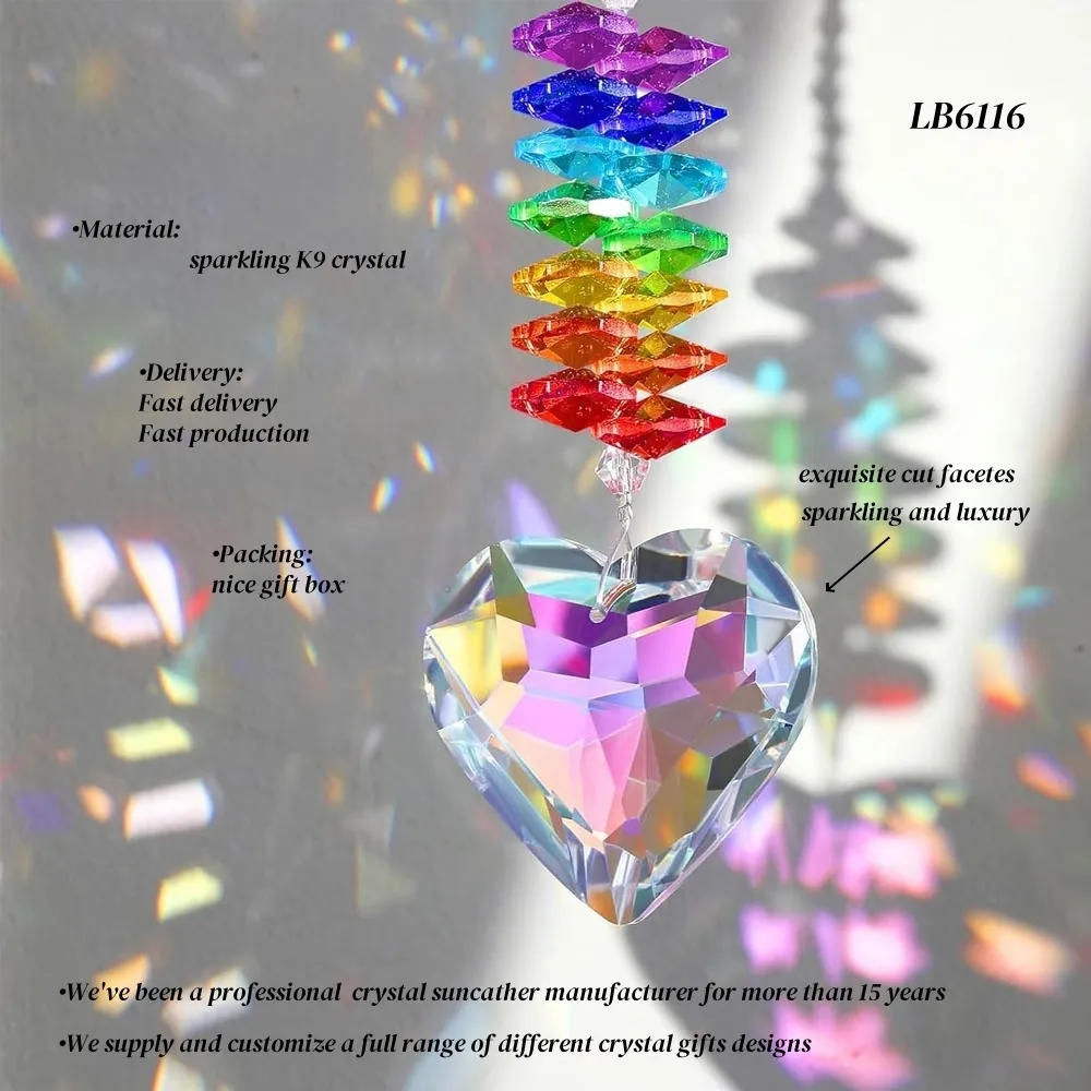 Custom Hanging Crystal Suncatcher Heart Rainbow Maker 3