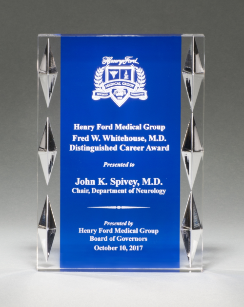 Acrylic Award With Blue Background And Jewel Accents 2