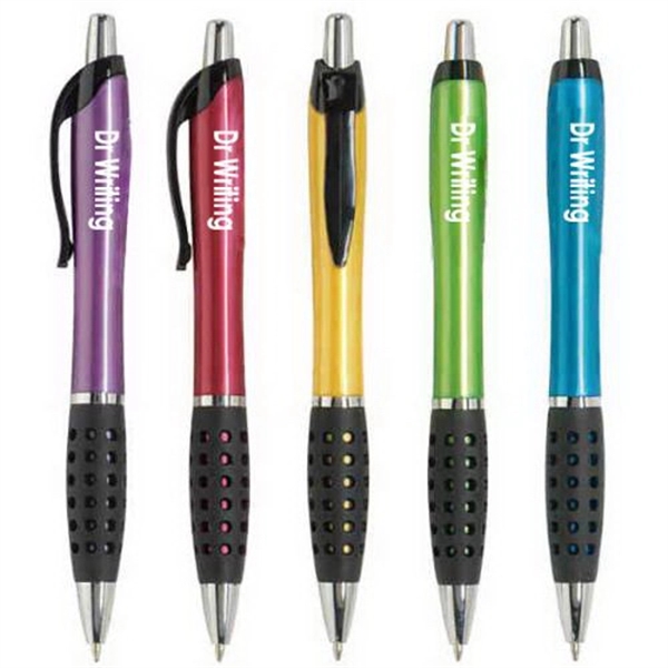 Ballpoint pen with stylish grip section and accent clip 1