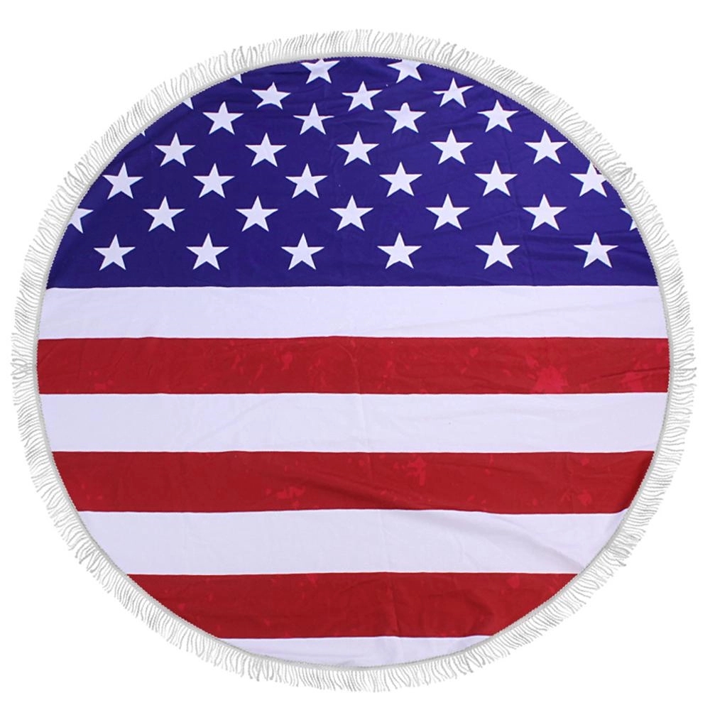 Full Color Round Beach & Picnic Towel With Fringe - 60" 2