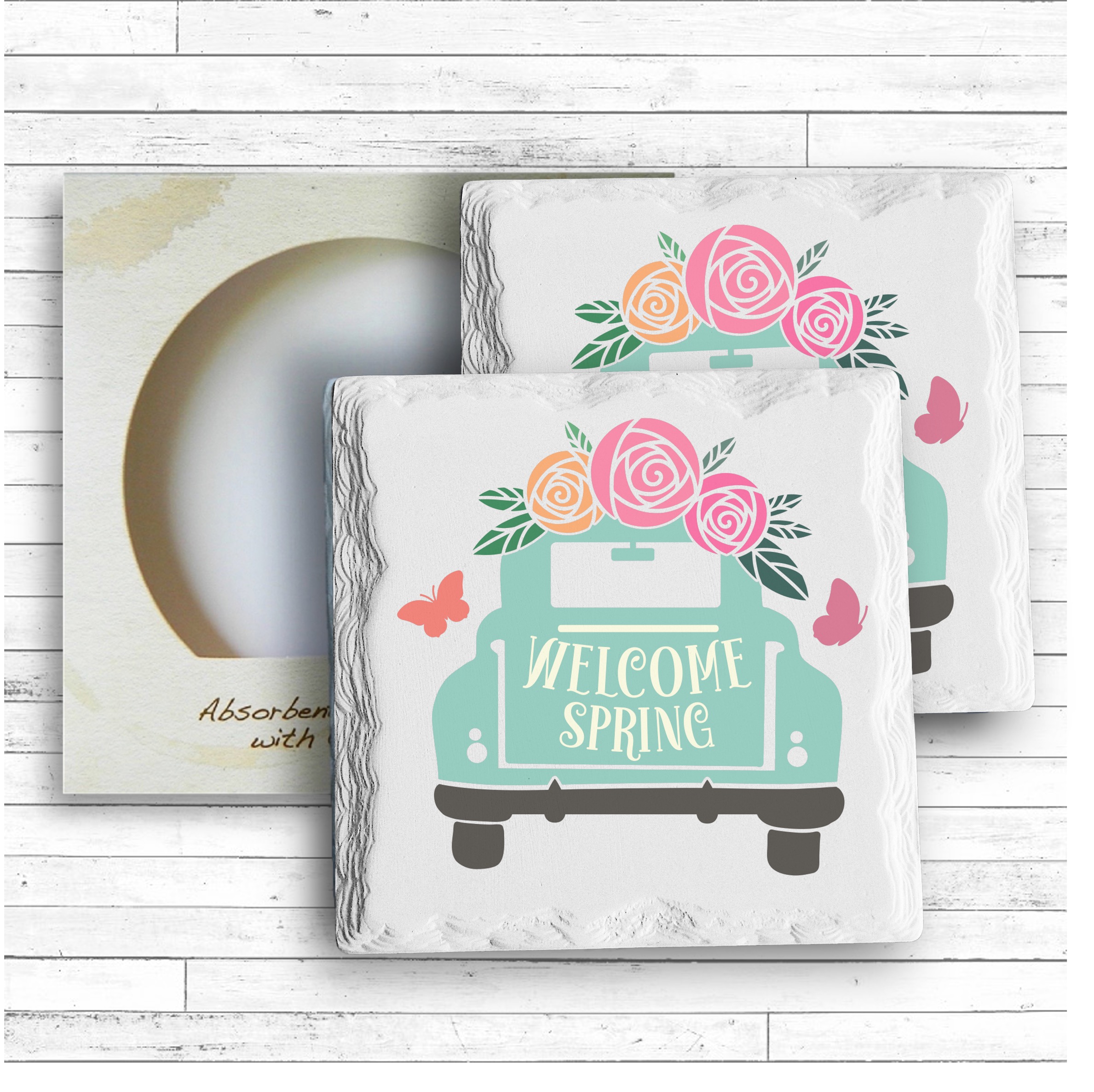 Two Square Layered Edge Coaster Box Set 6