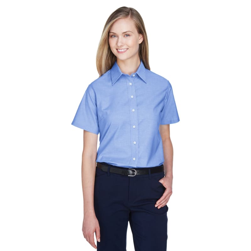 Harriton Ladies' Short-Sleeve Oxford With Stain-Release 1