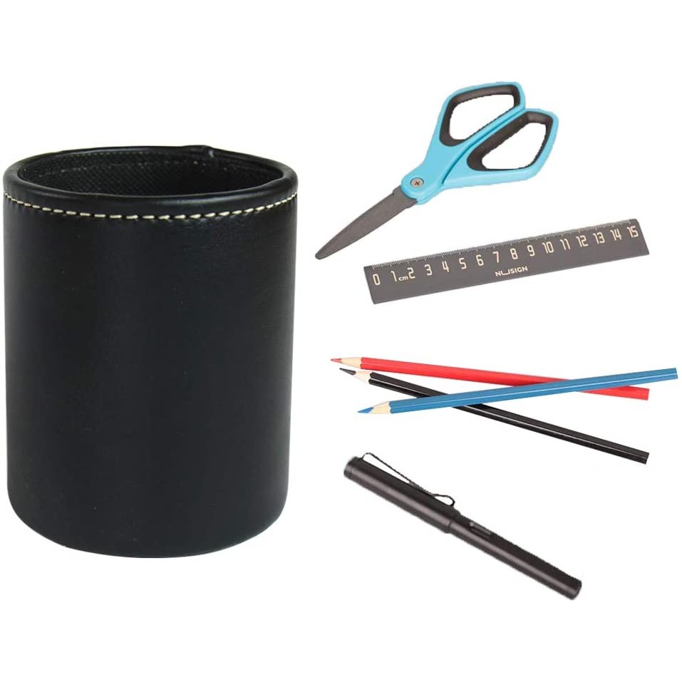 Round Shape PU Leather Organizer For Office/Desk/Home 4