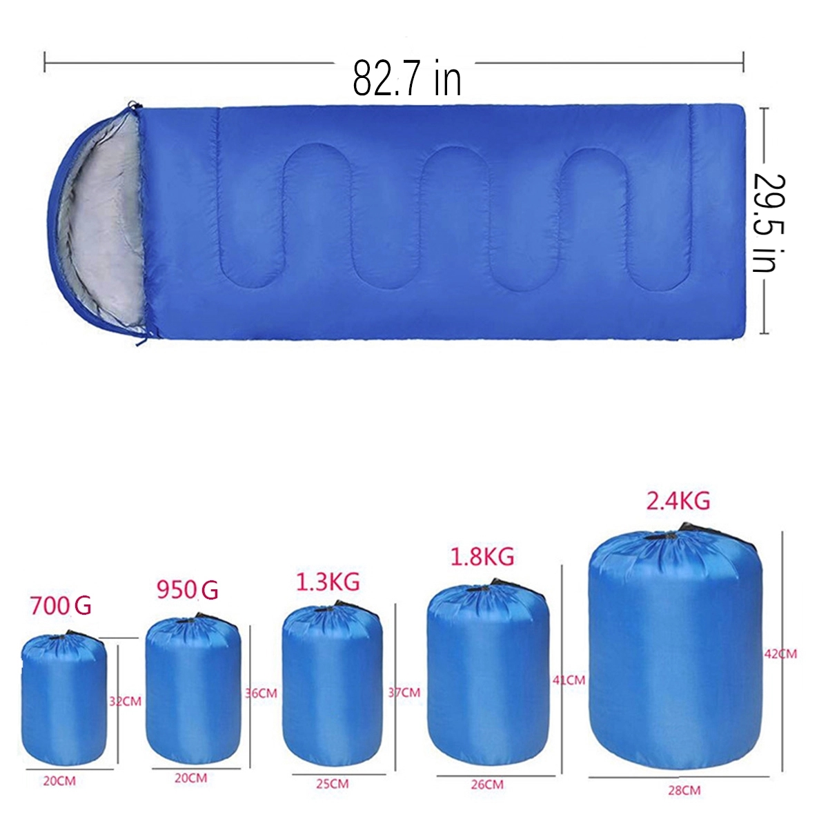 Envelope Hooded Outdoor Sleeping Bag-Multiple Weight Options 2
