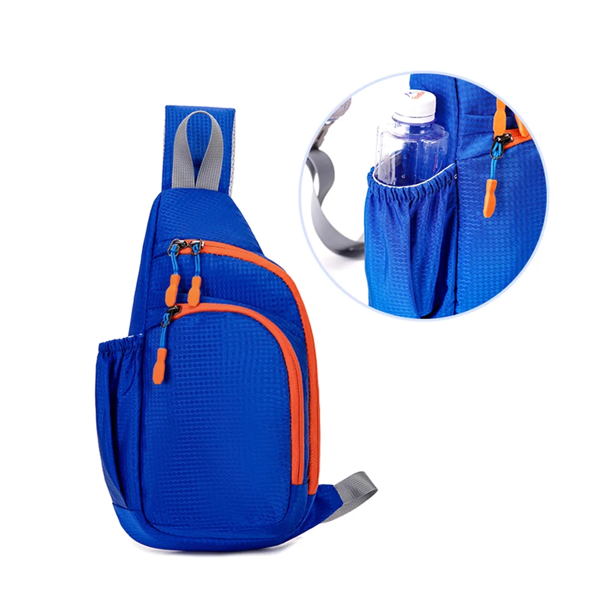 Nylon Sling Crossbody Chest Bag With Zippers & Side Pocket 2