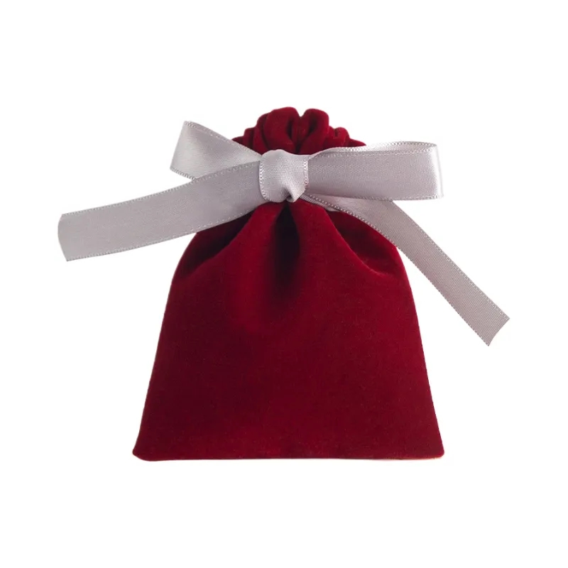 Velvet Drawstring Bag With Bowknot Ribbon 4