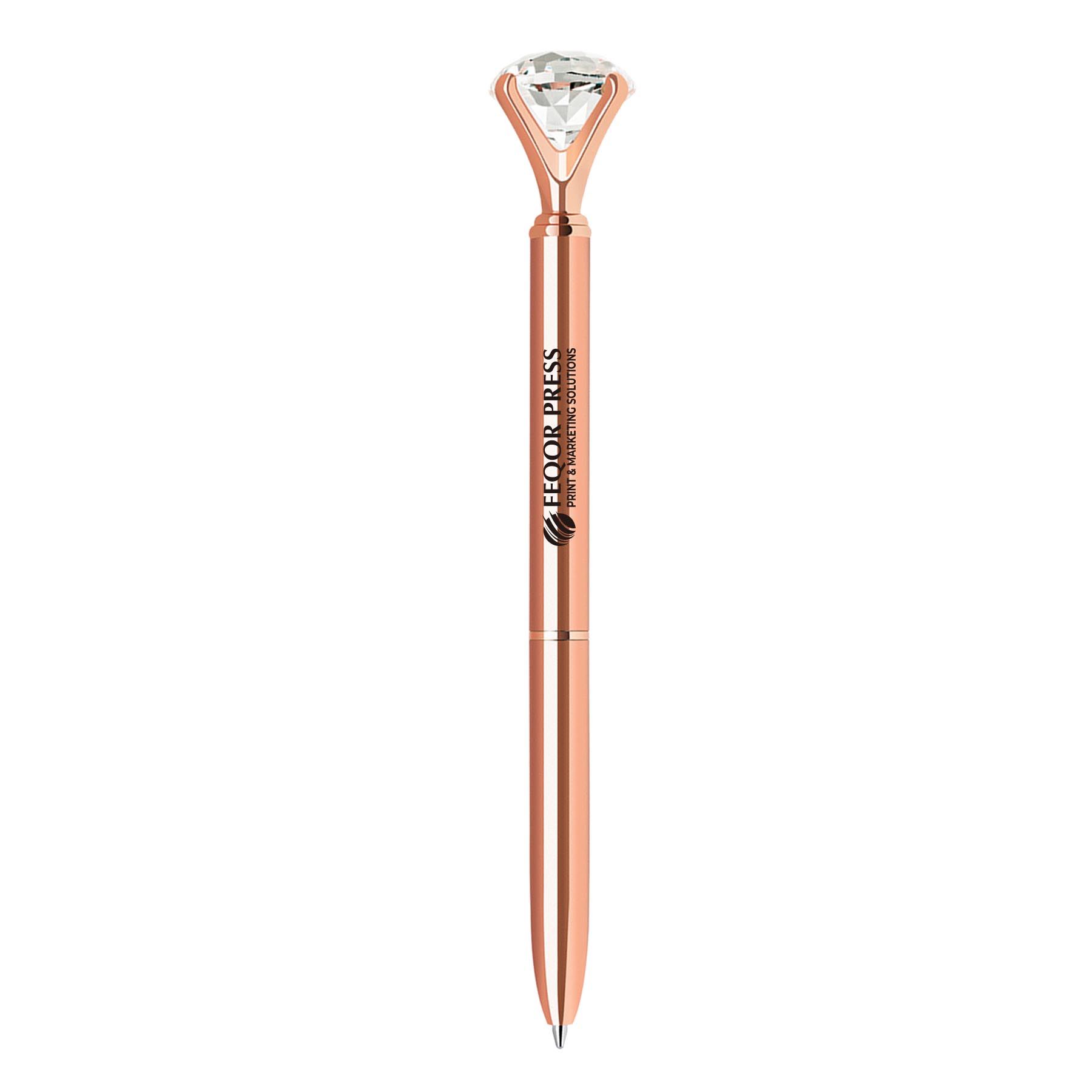 Diamond crystal rose gold color twist action metal ballpoint pen 2