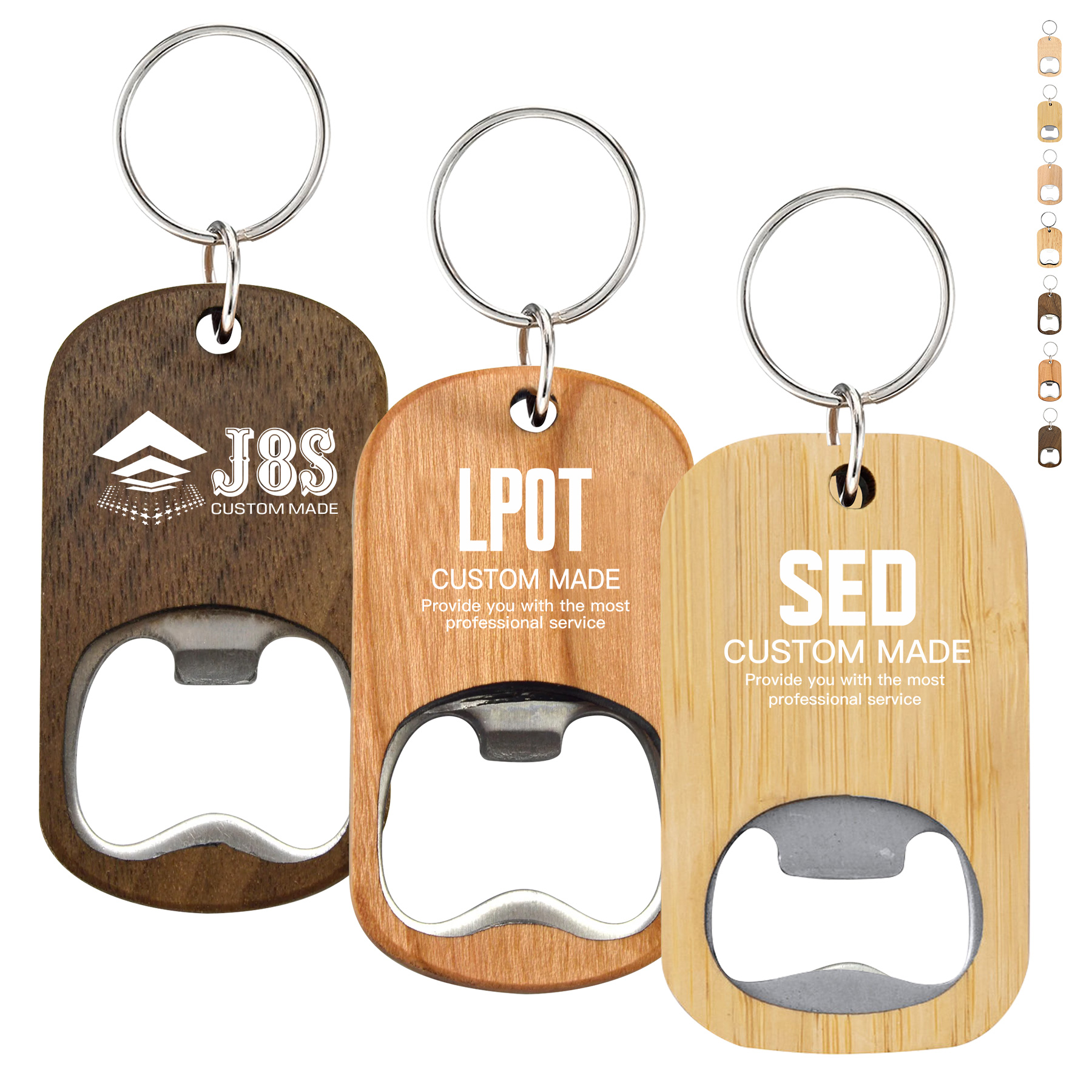 Wooden Handle Bottle Opener With Keychain 6