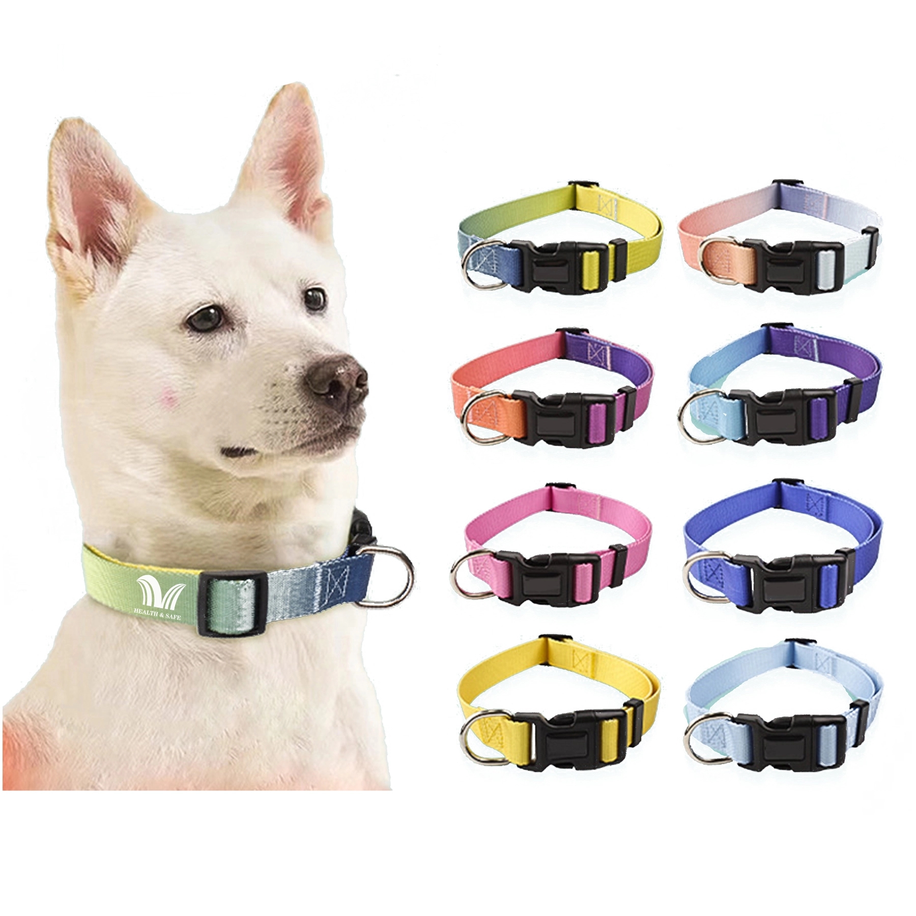 Dog Collar,8 Colors, Breathable Nylon Pet Collar Adjustable 2