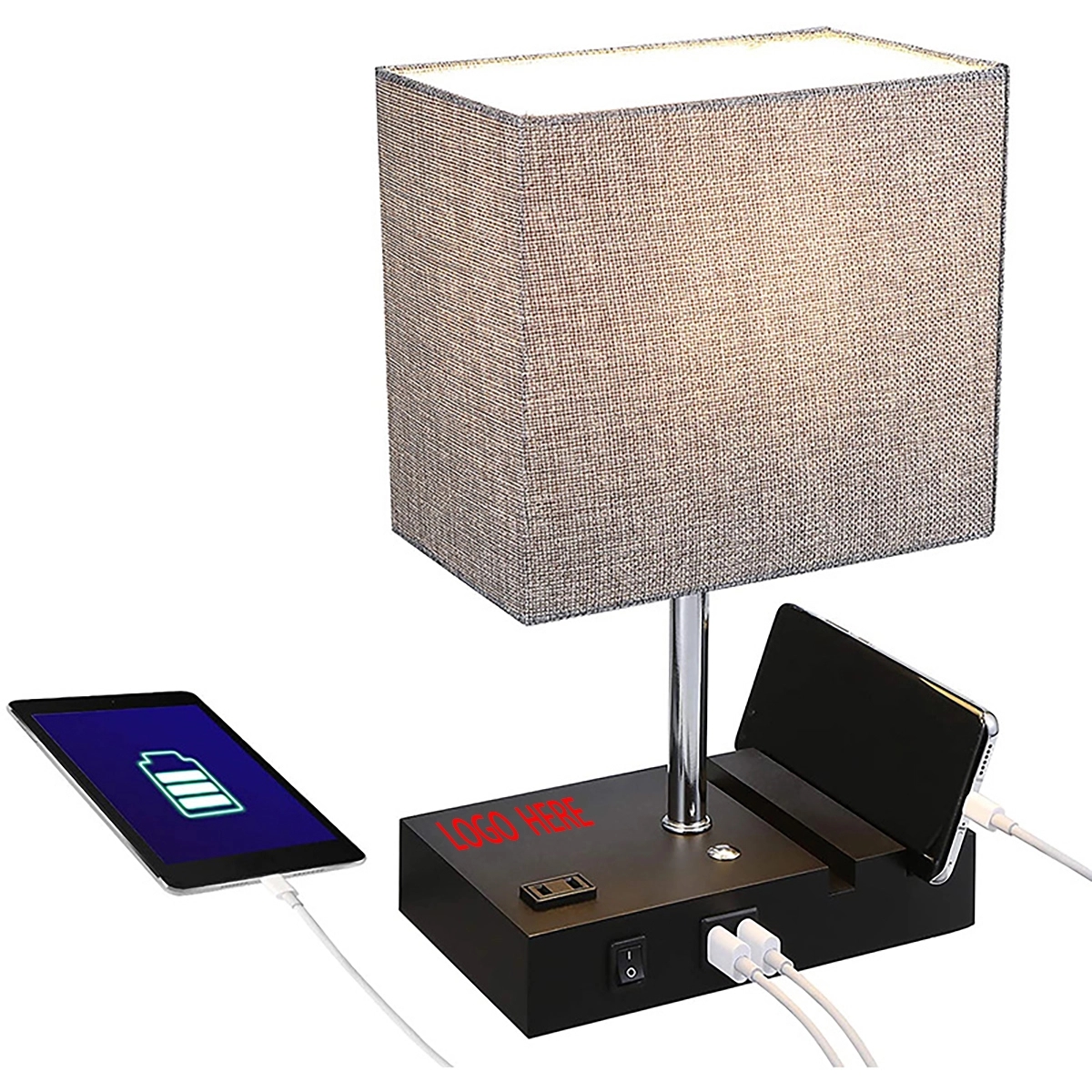 Dimmable Table Lamp With Usb Ports And Outlet 2