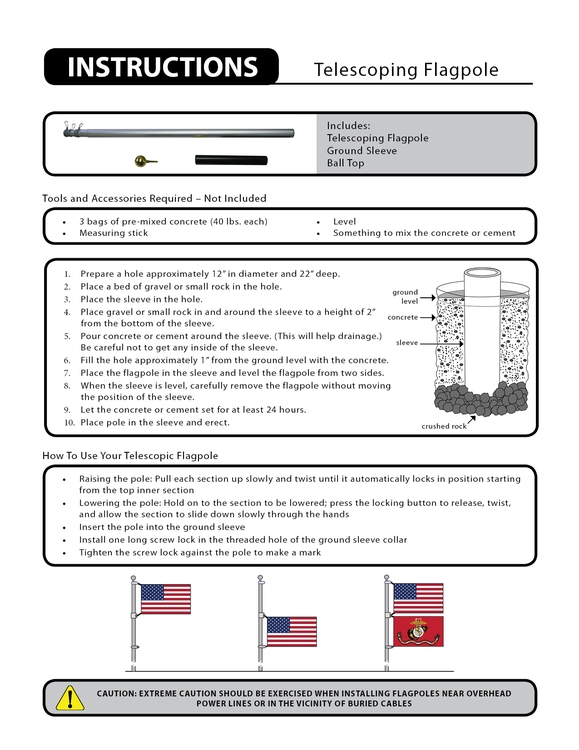 20' Aluminum Telescoping Flagpoles 1