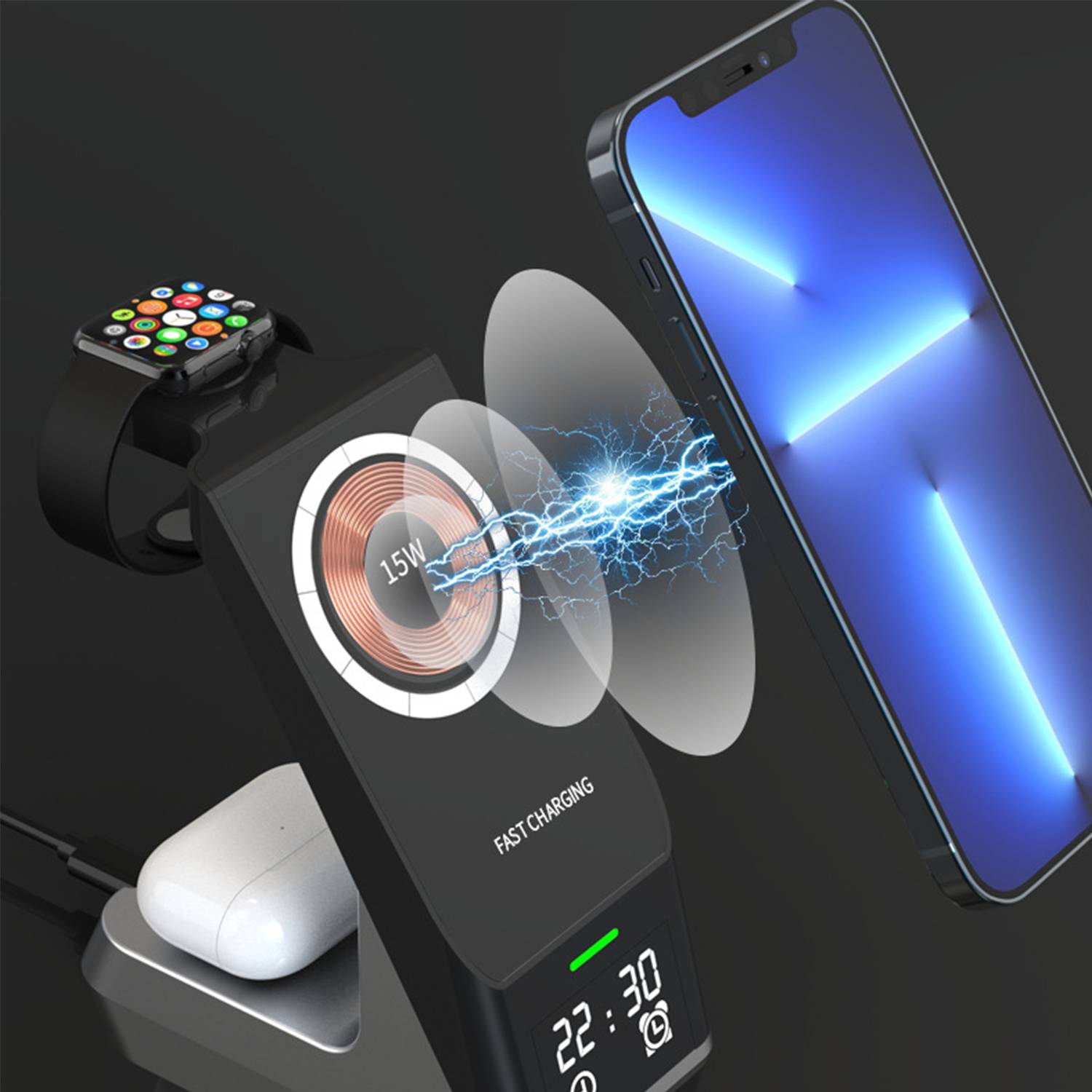 Magnetic Compact Wireless Charger w/ Clock 12