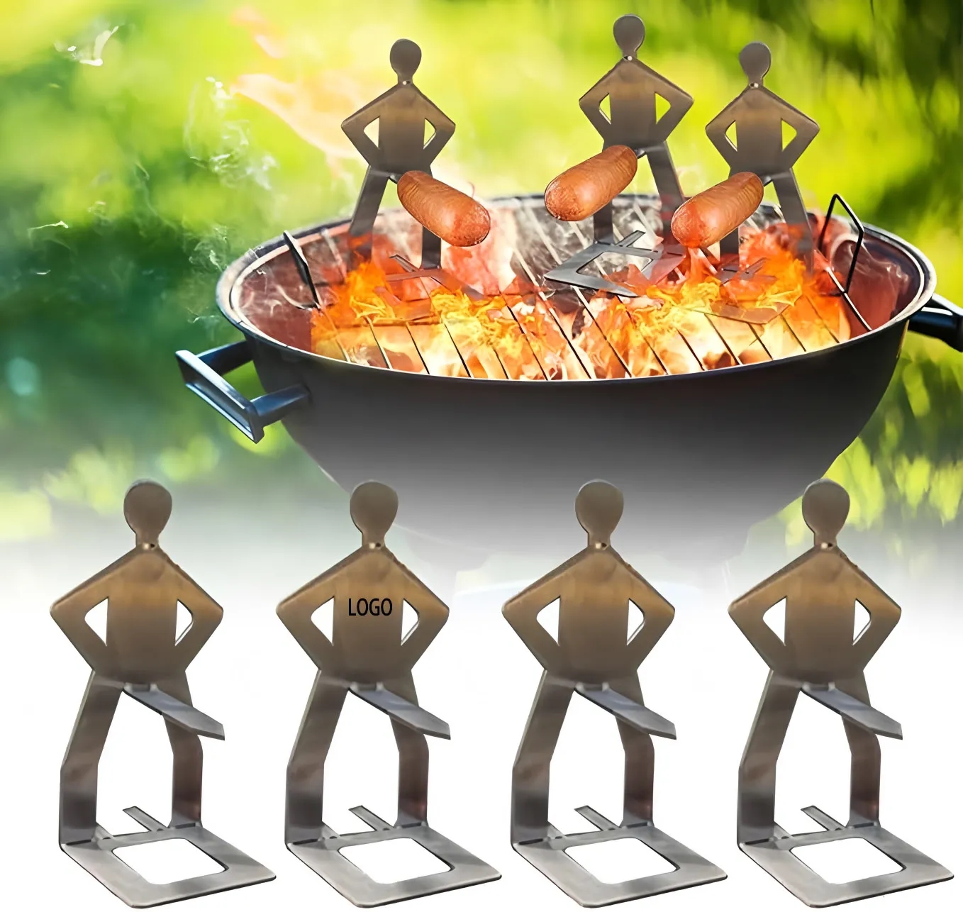 Stainless Steel BBQ Sausage Holder for Grilling Hot Dogs Camping and Outdoor Cooking 5