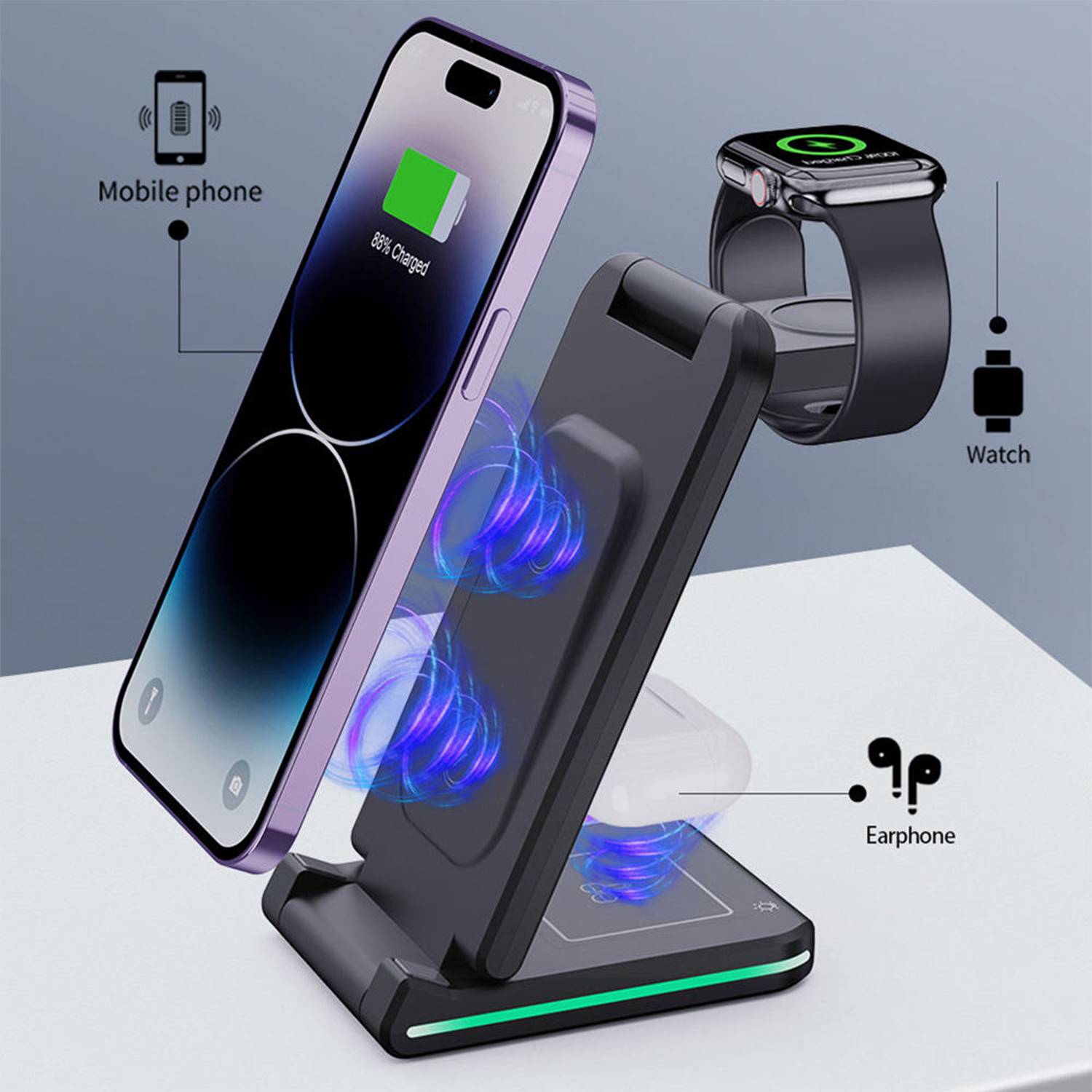 5 In 1 Foldable Wireless Charger Phone Stand 6