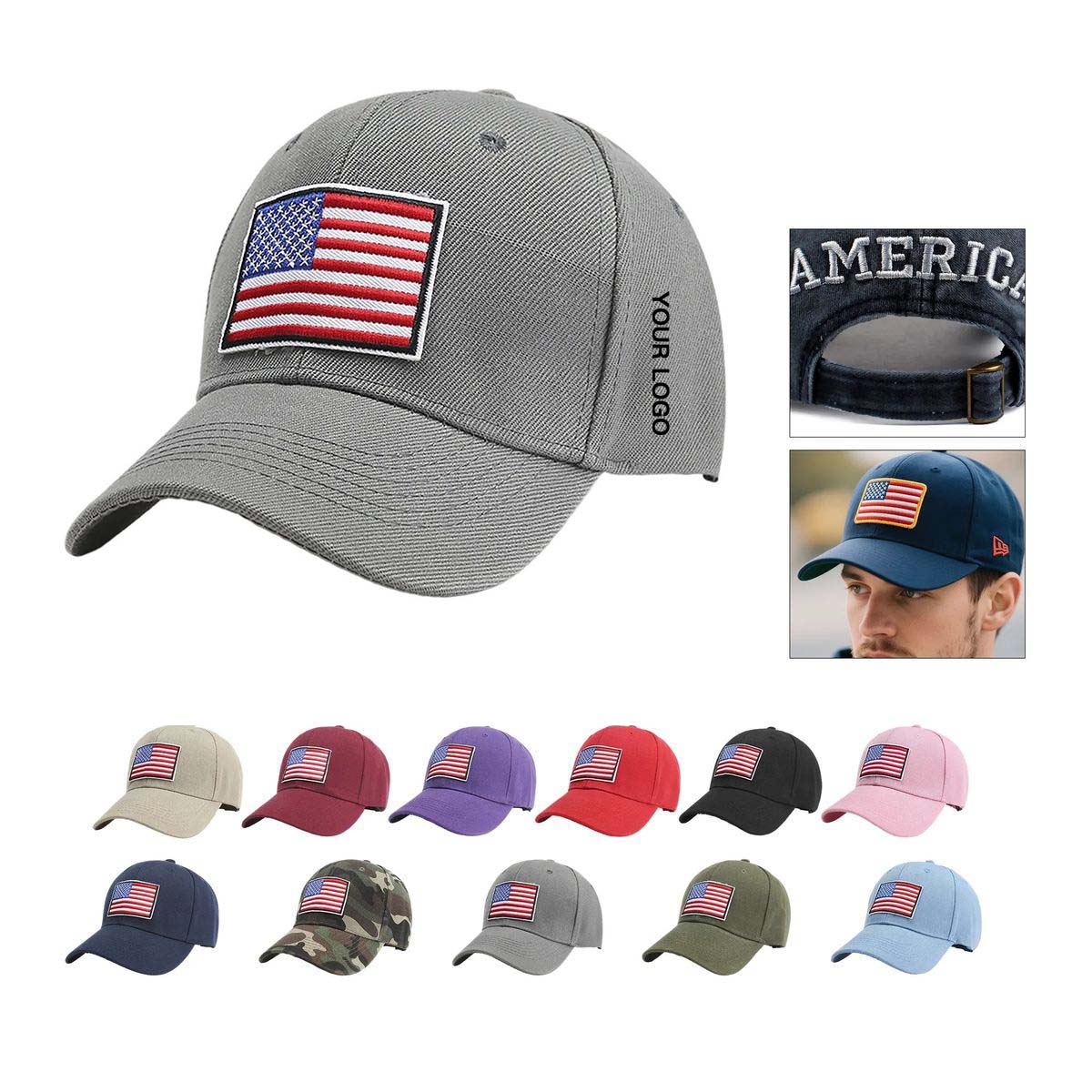 Adjustable American Flag Cap for Outdoor Wear 14