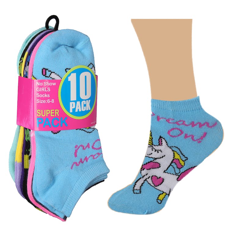 Girls' Ankle Socks - 10 Pack Unicorn Designs Size 6-8 3