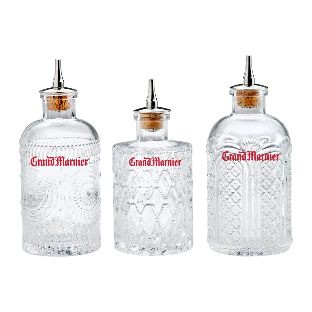 6.8oz. Glass Bitters Bottle Retro Design Trio 5