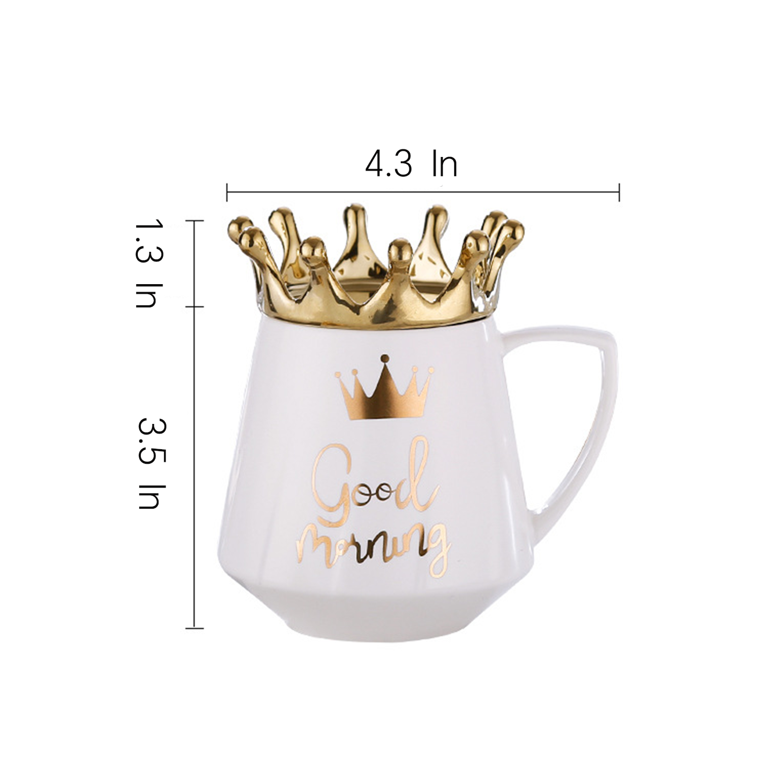 12oz Gold Crown Lid Ceramic Coffee Mug 9