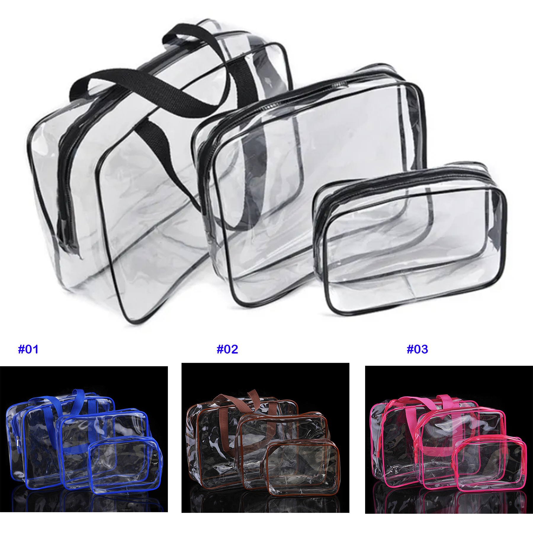 3 pcs Clear Comestics Bag