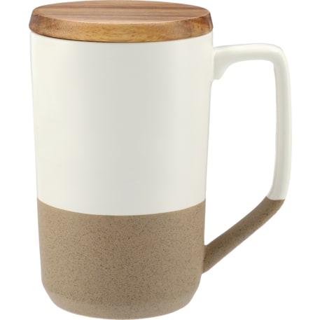 Tahoe Tea & Coffee Ceramic Mug with Wood Lid 16oz 93