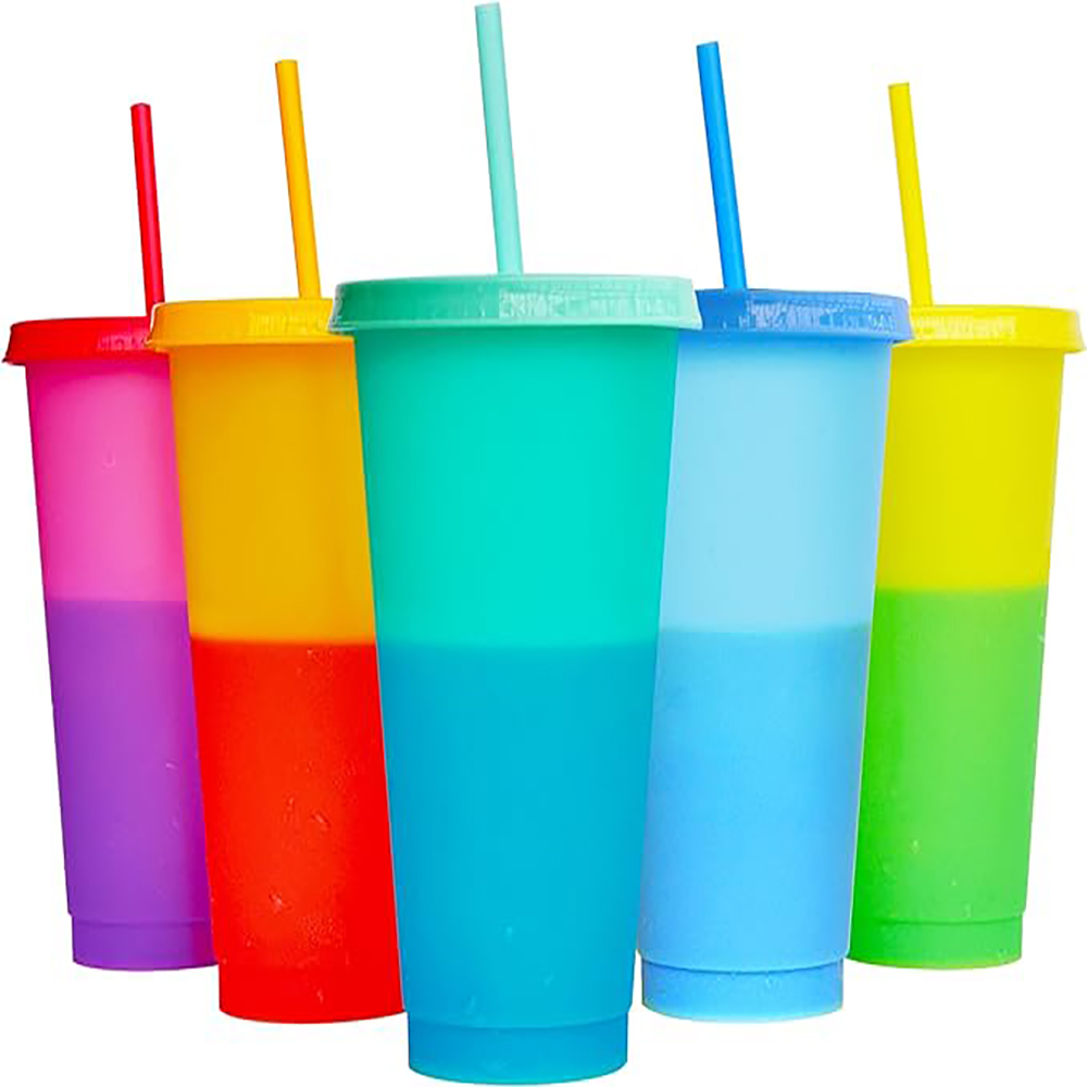 24oz Reusable Color Changing Cup Plastic Cup with Lid 2