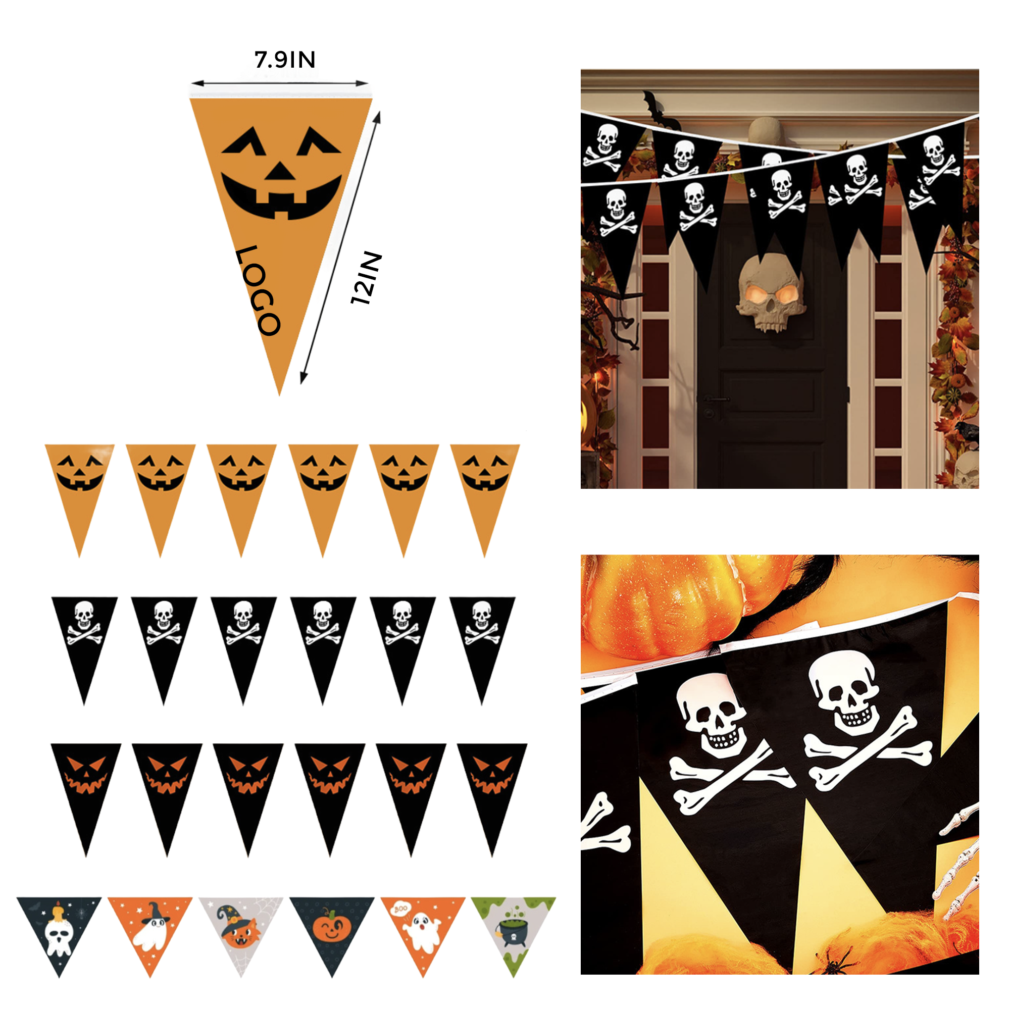 MOQ 50 PCS Festive Halloween Triangular Pennant String 1