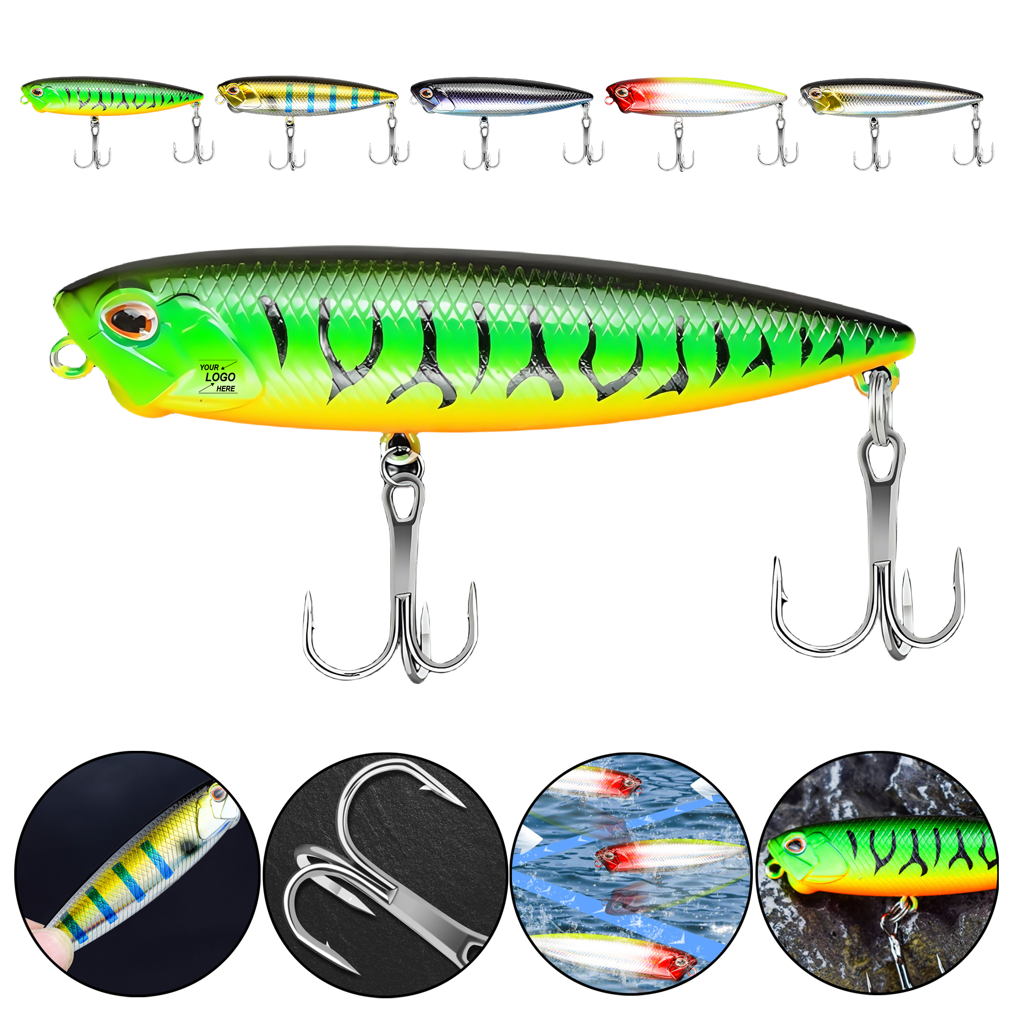 14.5g Topwater Zigzag Walking Bait Floating Pencil Lure with Rattles for Bass and Pike 5