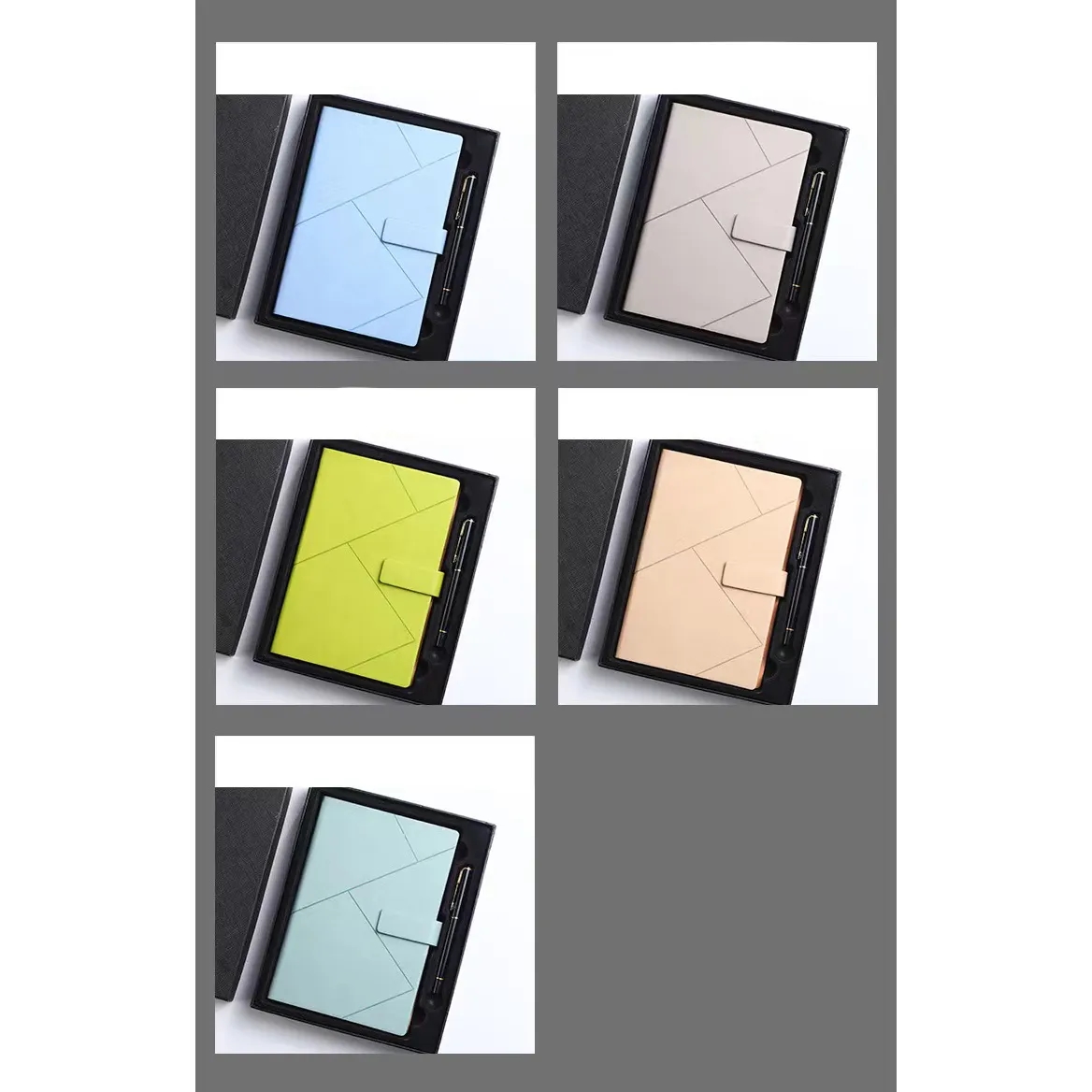 Custom A5 Notebook Set with Faux Leather Snap & Gift Box 3