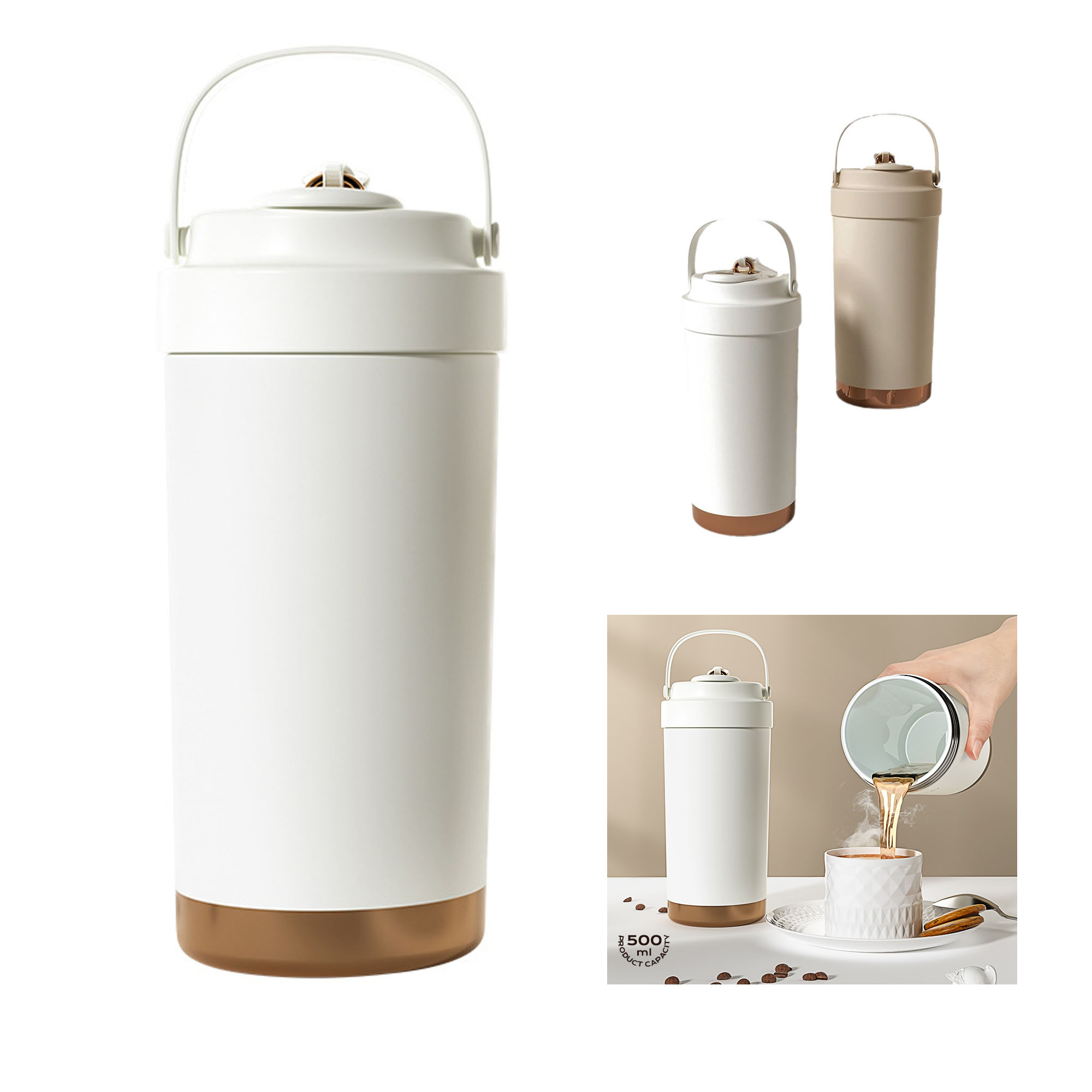 316 Stainless Steel Inner Liner Coffee Thermos with Straw 3