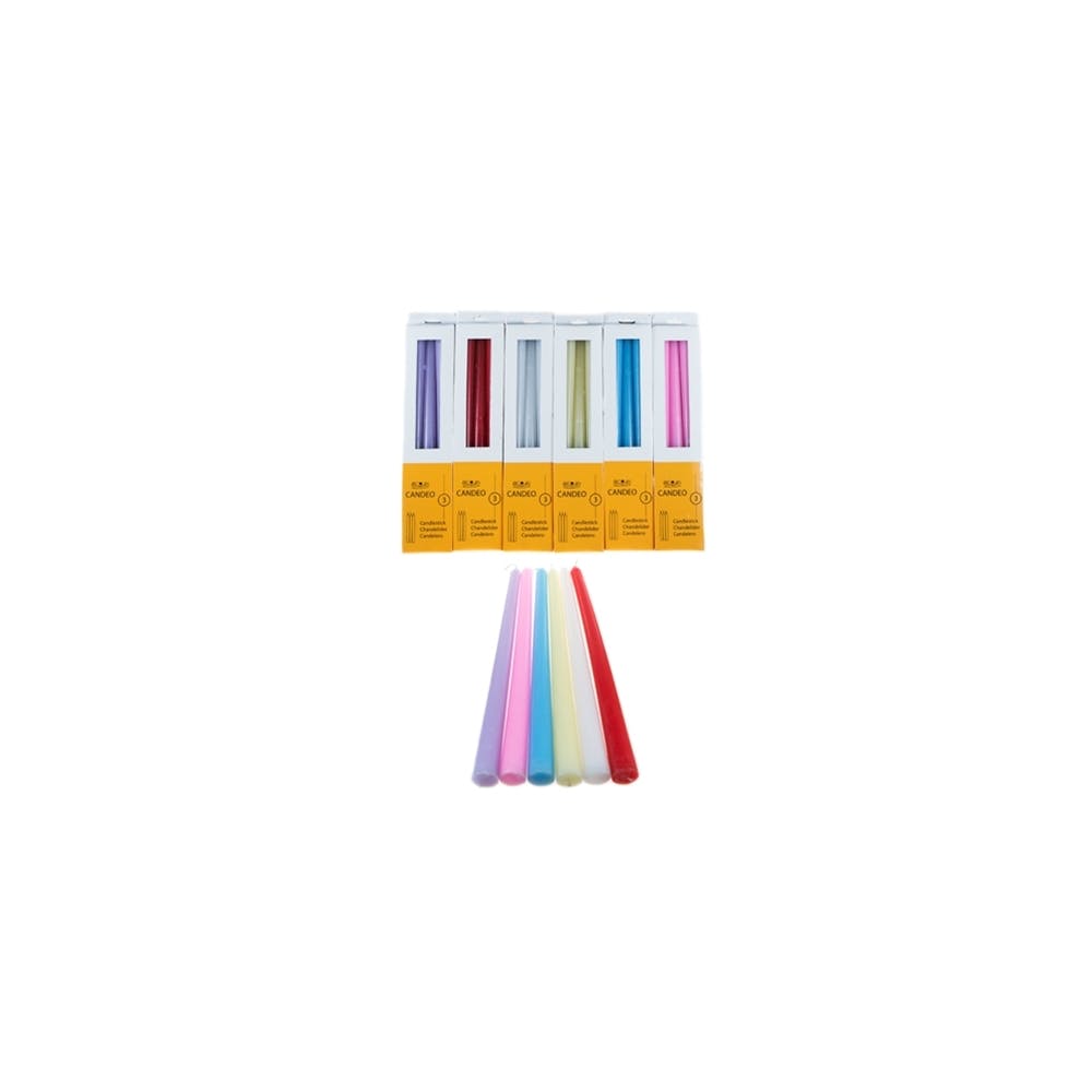 10" Taper Candles - Unscented 3 Pack Assorted Colors 2