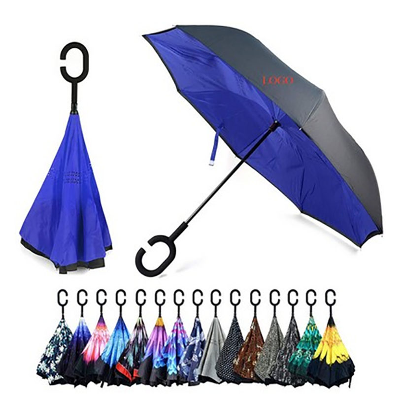 Reverse Upside Down Umbrella With C-Shaped Handle 1
