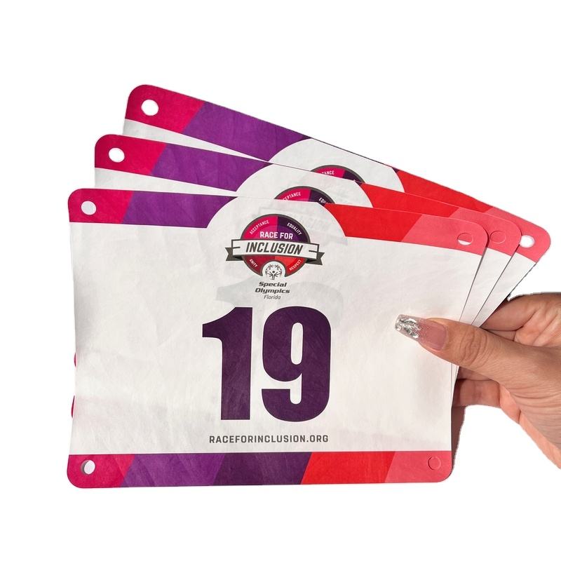Custom Tyvek Paper Race Day Bibs with 4 pcs Safety Pin 1