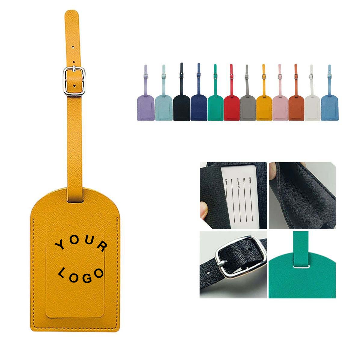 Classic PU Leather Luggage Label with Name Card 2