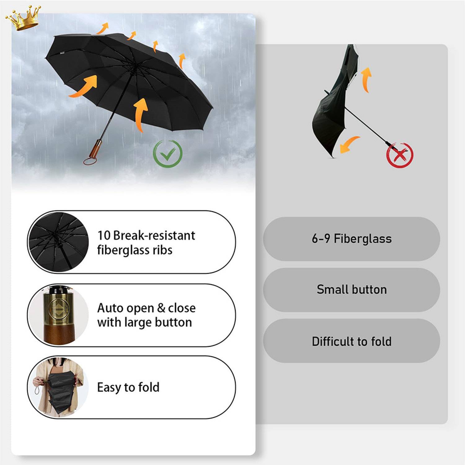 Folding umbrella Wooden handle 5