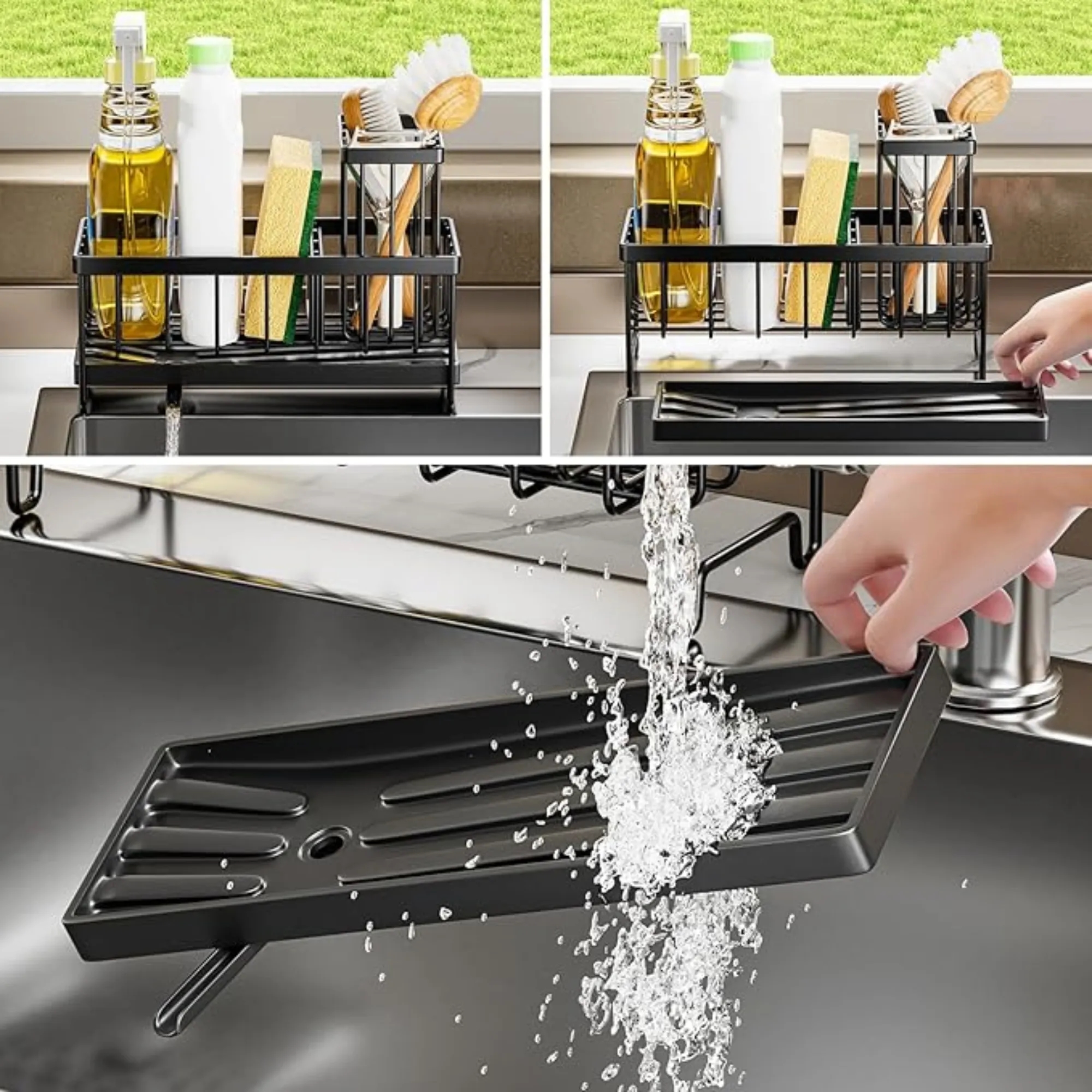 Kitchen Sink Box Organizer With High Brush Holder 2