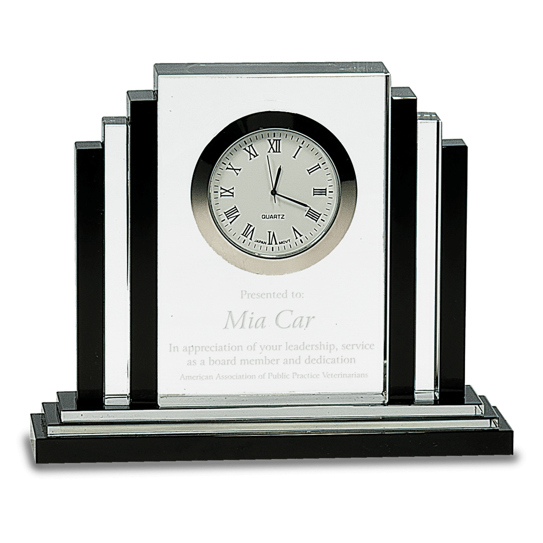 6" Clear Crystal with Clock and Black Crystal Trim 2