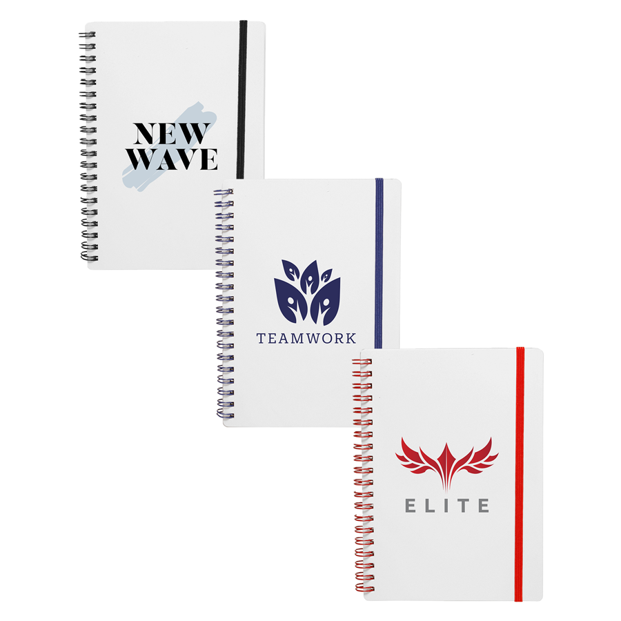 White Spiral Notebooks with Elastic Band 3