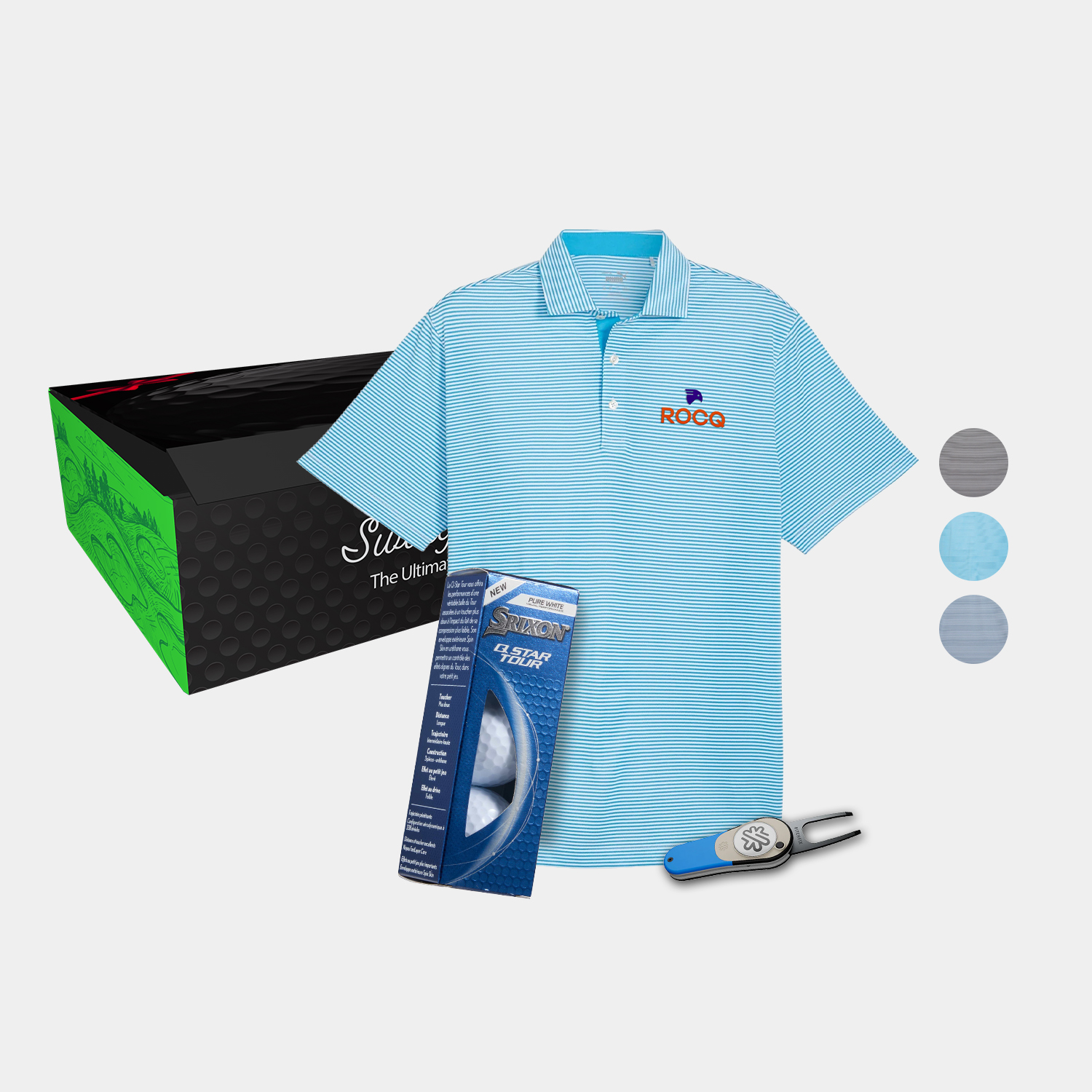 PUMA® Isle Pique Men's Polo Shirt, Srixon® Golf Balls & Pitchfix® Icon Divot Tool Gift Set 4