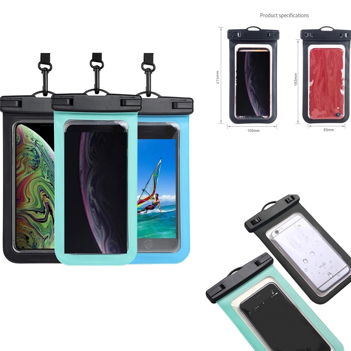 Waterproof Pouch Phone Dry Bag With Lanyard MOQ 50PCS 2
