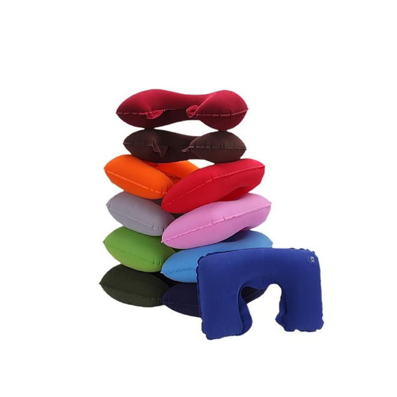 Short Plush Self-Inflatable Travel Neck Pillow 1