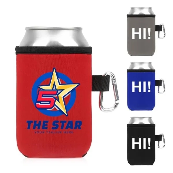 Collapsible Can Cooler with Carabiner, custom koozie with logo imprint 7