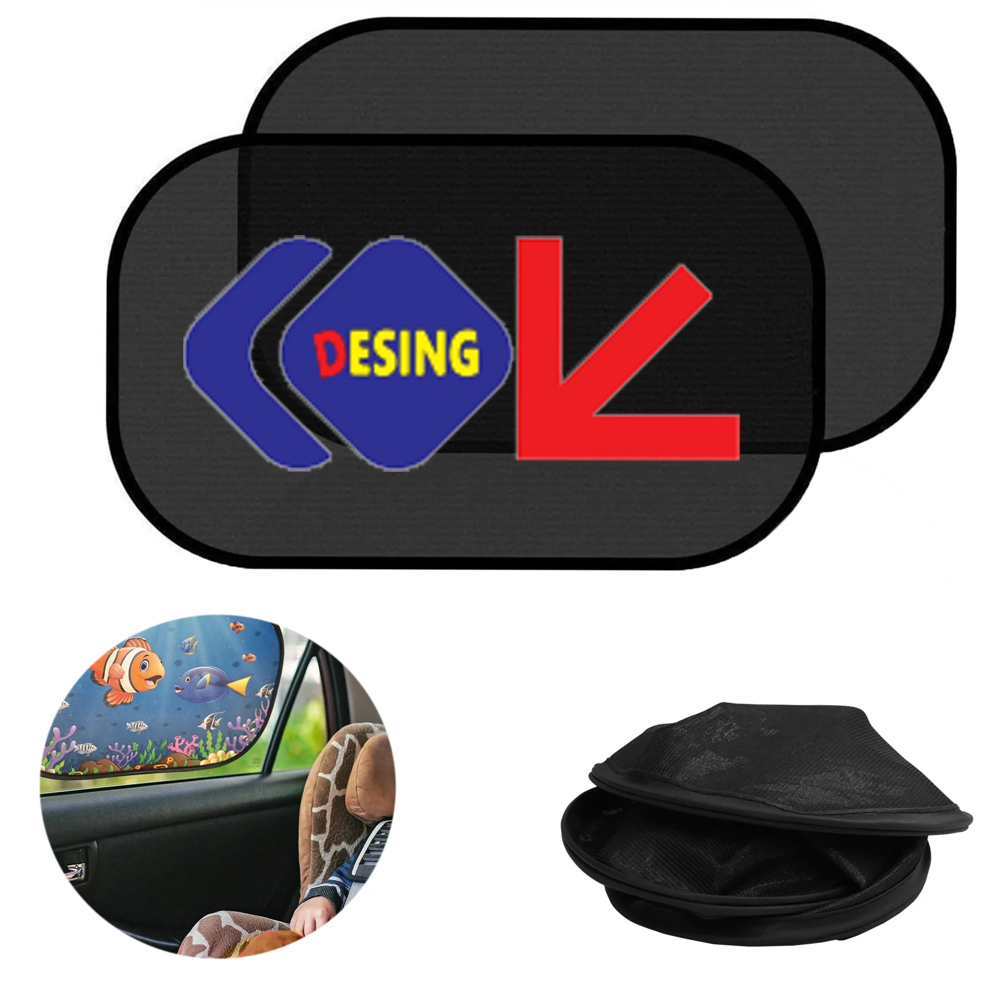A Pair Of Full Color Black Mesh Car Side Sunshade